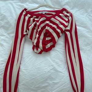 I.AM.GIA Bold Red and Cream Striped Top